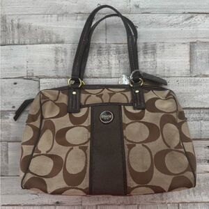 Coach Tan and Brown Signature Shoulder Bag